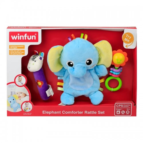 Colorful Win fun Set of 3 Elephant Rattles for Kids 
